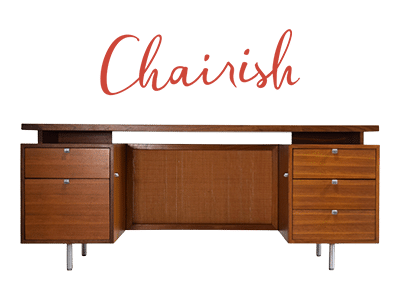chairish logo and desk